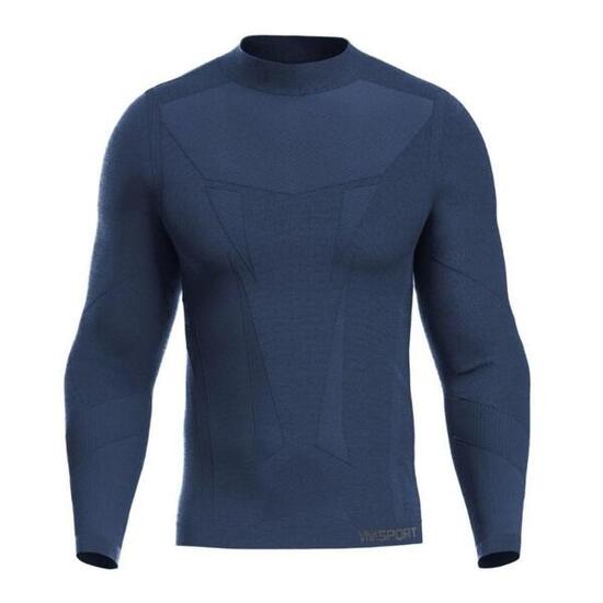 T-shirt running thermique col montant manches longues homme VIVASPORT