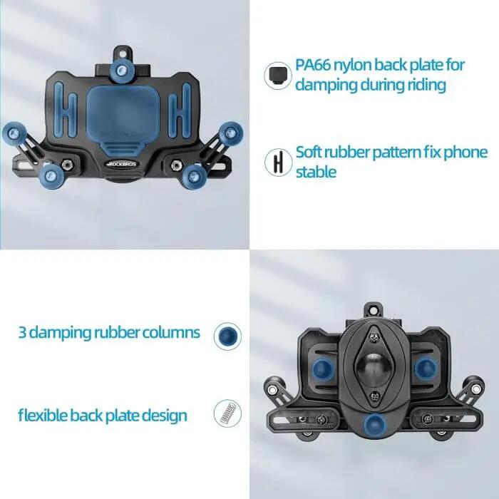 Uchwyt na telefon Heavy Duty metalowy z absorpcją drgań ROCKBROS 3/7