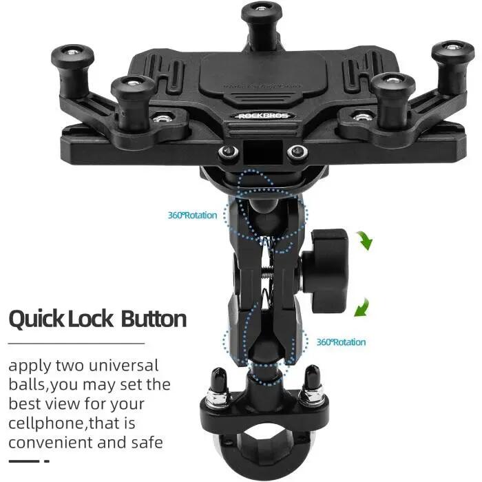 Uchwyt na telefon Heavy Duty metalowy z absorpcją drgań ROCKBROS 4/7