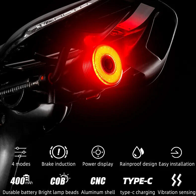 Lampka rowerowa tylna Rockbros TL907Q51 LED USB ze światłem STOP pod siodło 3/7