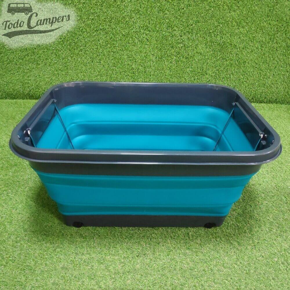 Caja plegable con tapa y ruedas 45 litros azul 3/6