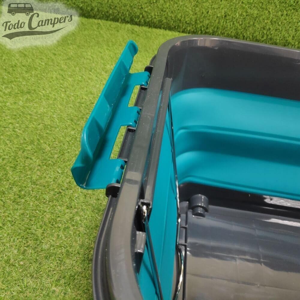 Caja plegable con tapa y ruedas 45 litros azul 6/6