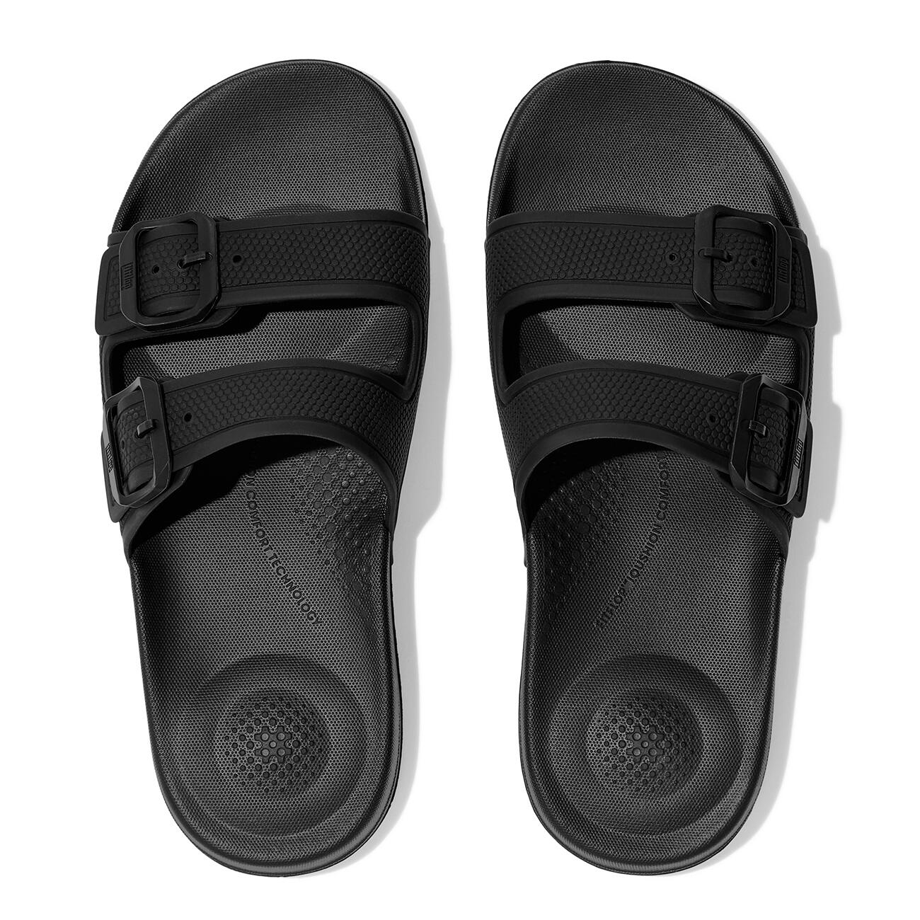 FITFLOP FitFlop Iqushion Two-Bar Buckle Slides  GEHEEL ZWART 37 5/7