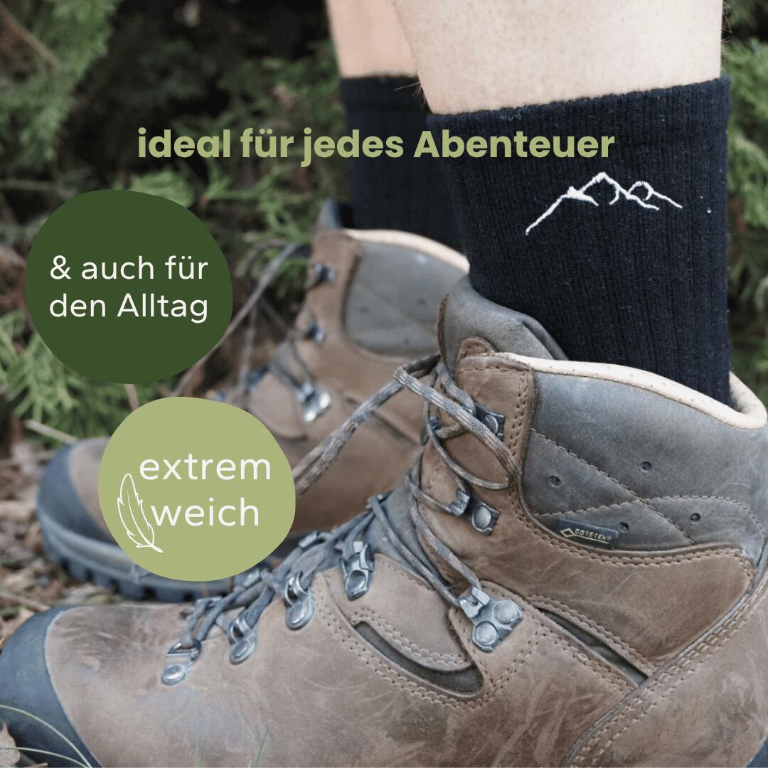 Merino Wandersocken Schwarz 3/8