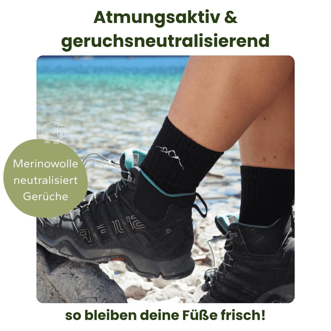 Merino Wandersocken Schwarz 4/8