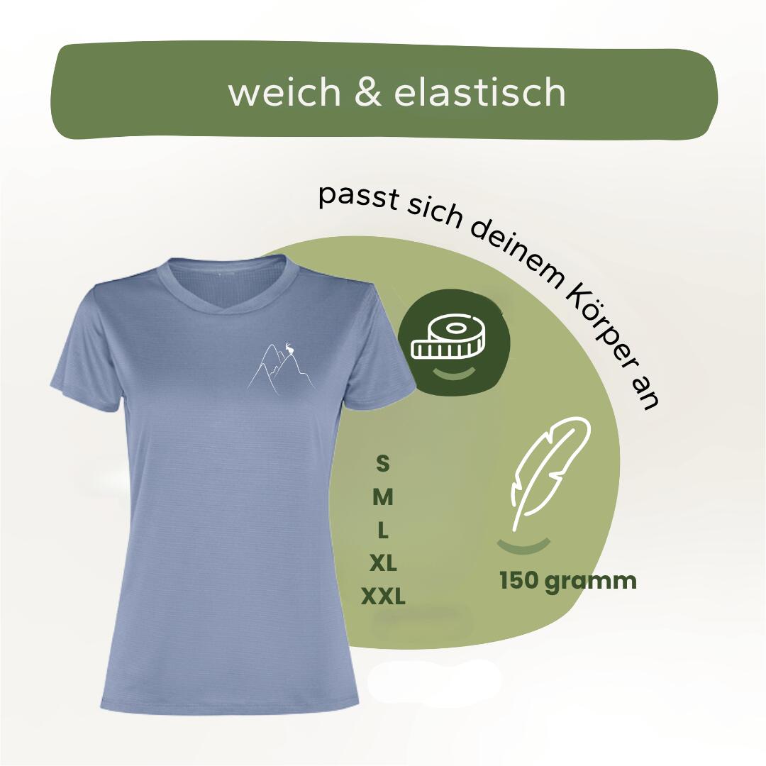 Sportshirt Damen „Bergsehnsucht“ Blau 4/5