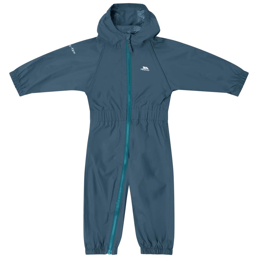 Unisex Kids Grown On Hood Waterproof Rain Suit - Button