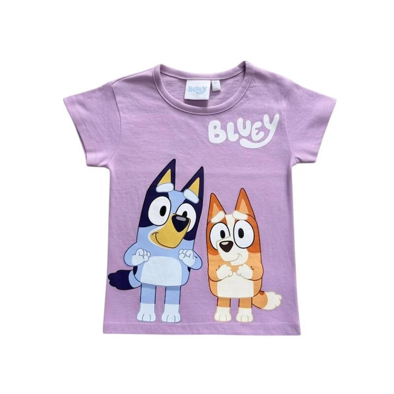 Set 2 piese pentru copii, mânecă scurtă, 100% bumbac, mov, Bluey