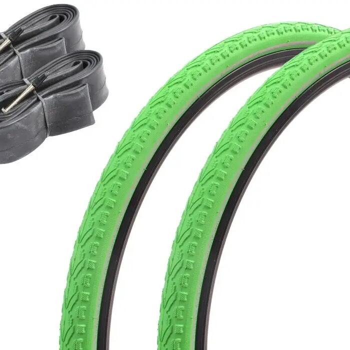 Fixie road tyre set KENDA Khan 28 inch / 700 x 38C green + tube FV