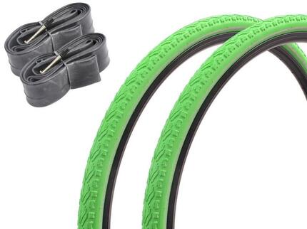 Fixie Rennrad Reifen SET KENDA Khan 28 Zoll / 700 x 38C grün + Schlauch FV