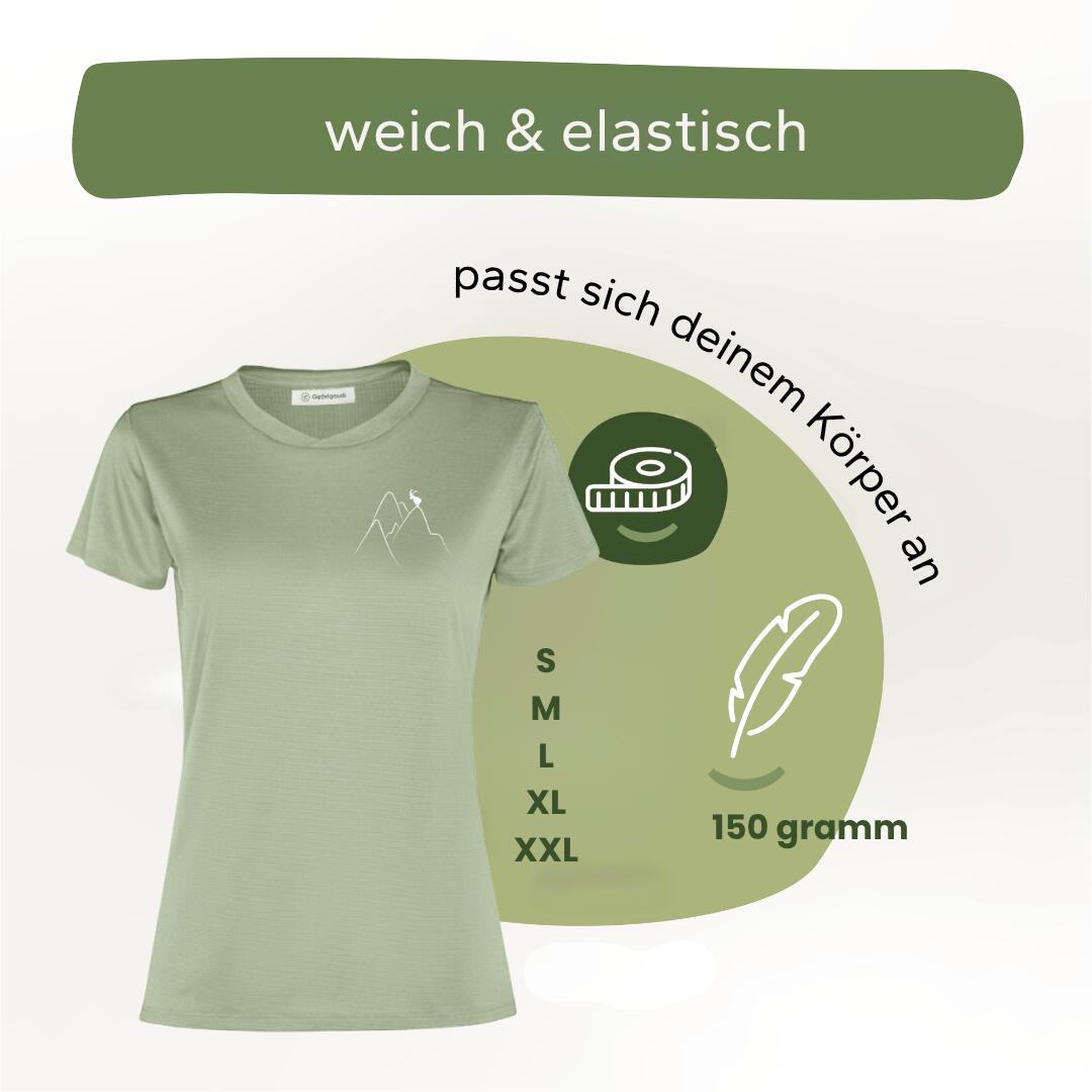 Sportshirt Damen „Bergsehnsucht“ Mintgrün 4/5