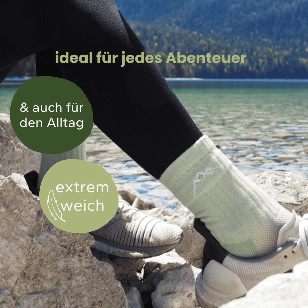 Merino Wandersocken Mintgrün 3/8