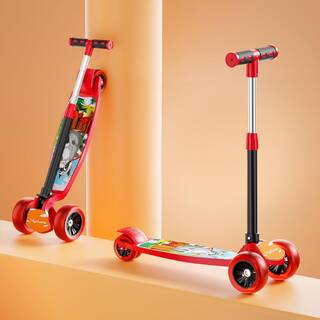 Lifelong Kick Scooter with Adjustable Height - Foldable - Skate for Kids with PVC Wheel - Max User weight-50 kg, Red &amp; Black, 6 Months Manufacturer's Warranty, LLKS02