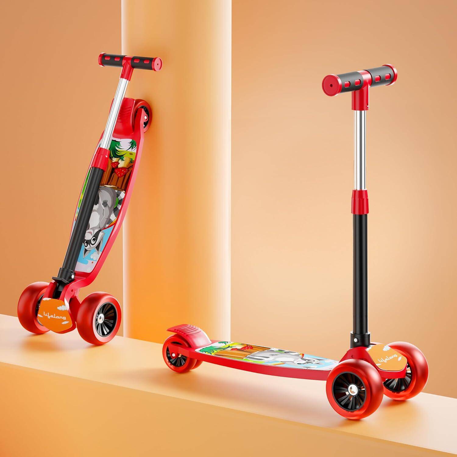 Lifelong Kick Scooter with Adjustable Height - Foldable - Skate for Kids with PVC Wheel - Max User weight-50 kg, Red &amp; Black, 6 Months Manufacturer's Warranty, LLKS02 -  1