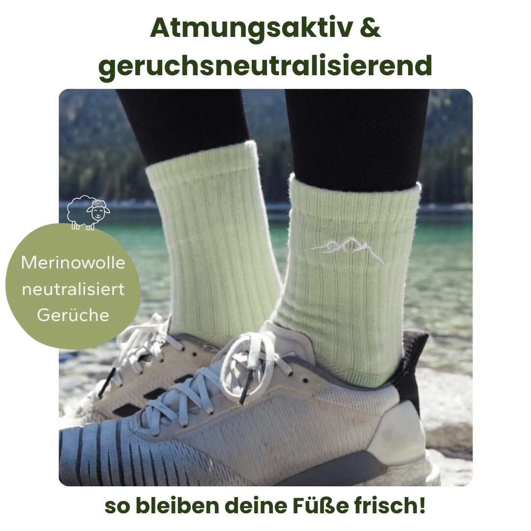 Merino Wandersocken Mintgrün 4/8