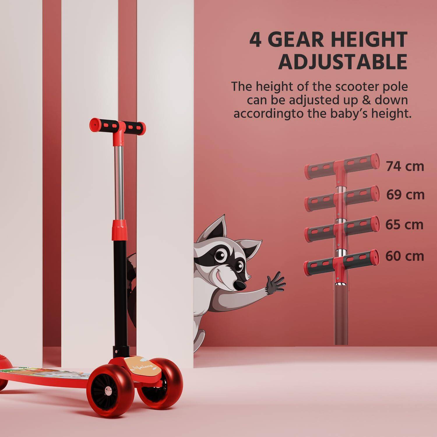Lifelong Kick Scooter with Adjustable Height - Foldable - Skate for Kids with PVC Wheel - Max User weight-50 kg, Red &amp; Black, 6 Months Manufacturer's Warranty, LLKS02 -  4