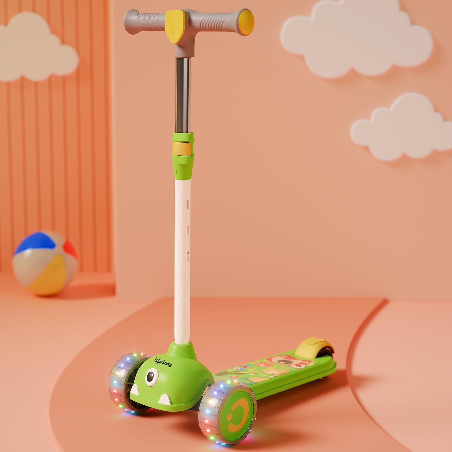 Lifelong Kids Scooter for Boys &amp; Girls| LED PU Wheels | 4-Level Adjustable Height | BIS Certified | 50Kg Capacity | Tilt-to-Turn Steering, Heavy, PPCP Body, Aluminum Handle, Green &amp; Yellow-image-15