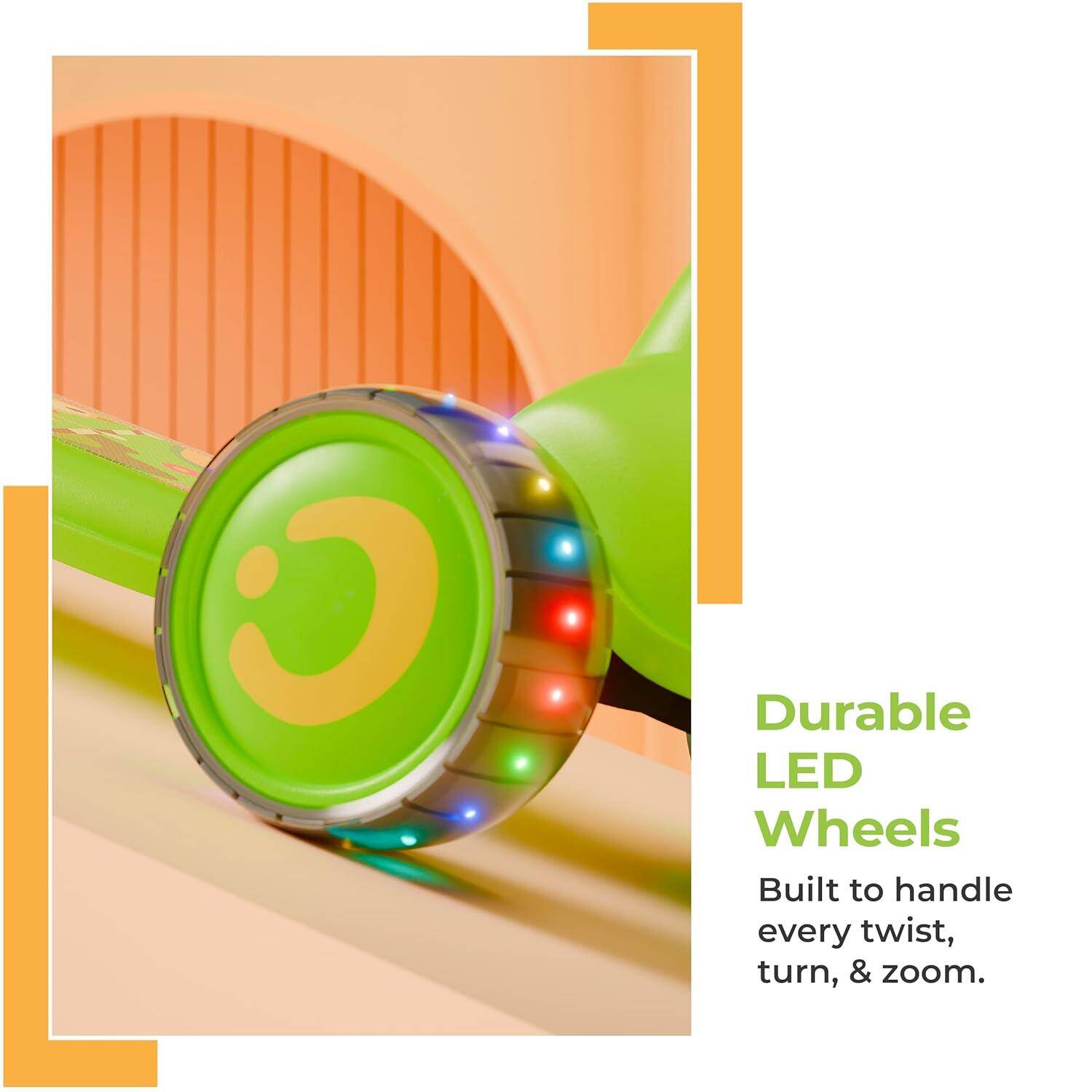 Lifelong Kids Scooter for Boys &amp; Girls| LED PU Wheels | 4-Level Adjustable Height | BIS Certified | 50Kg Capacity | Tilt-to-Turn Steering, Heavy, PPCP Body, Aluminum Handle, Green &amp; Yellow -  2