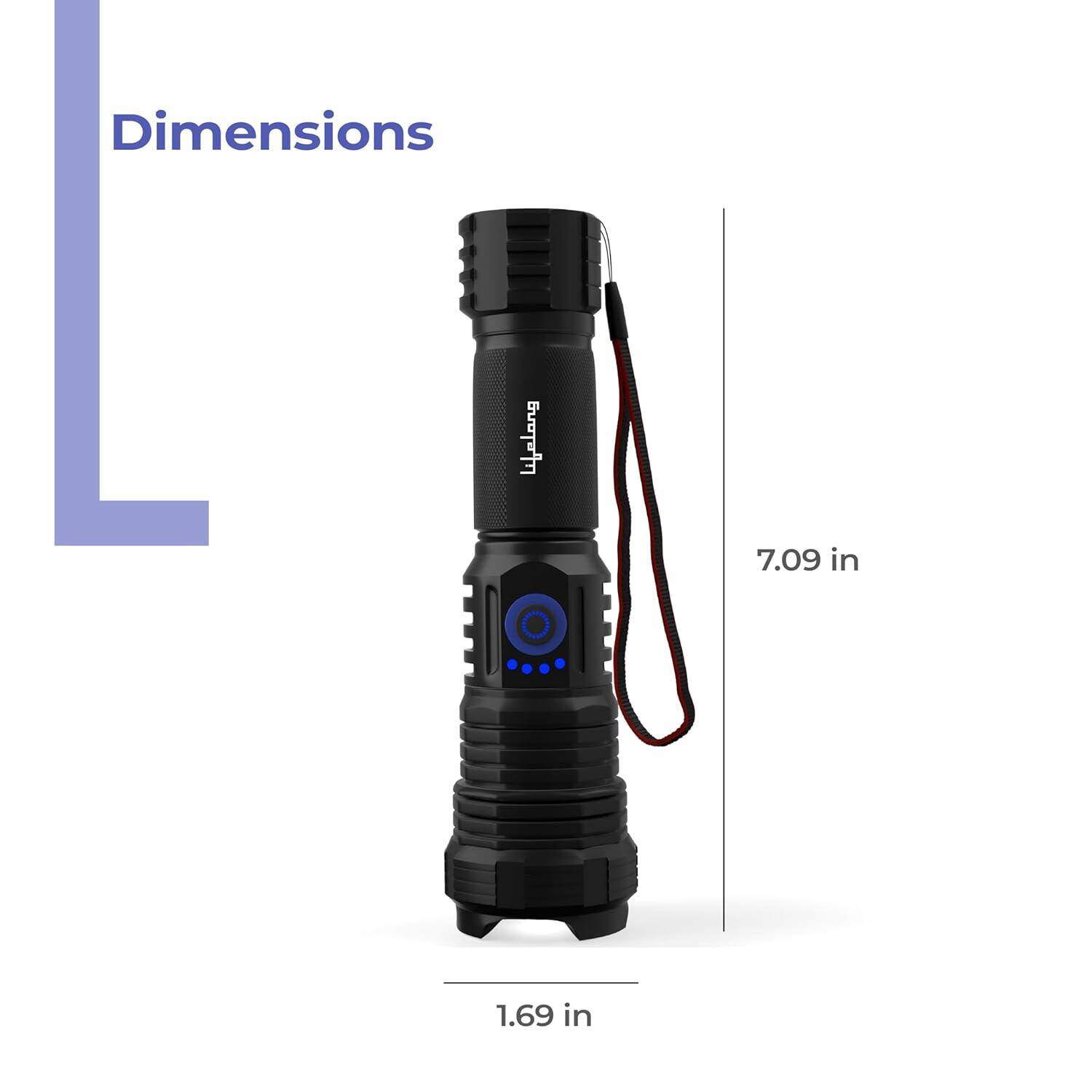 Portable Compact Handheld Flashlight: Lightweight, easy-to-carry LED flashlight that fits in a pocket, backpack, car, toolbox or handbag, perfect for men, women and elderly.
Multi-Mode LED Torch for Home & Travel: Versatile torch light with multiple lighting modes for reading, night walks, indoor use, travel, office, shop and warehouse applications. -  2