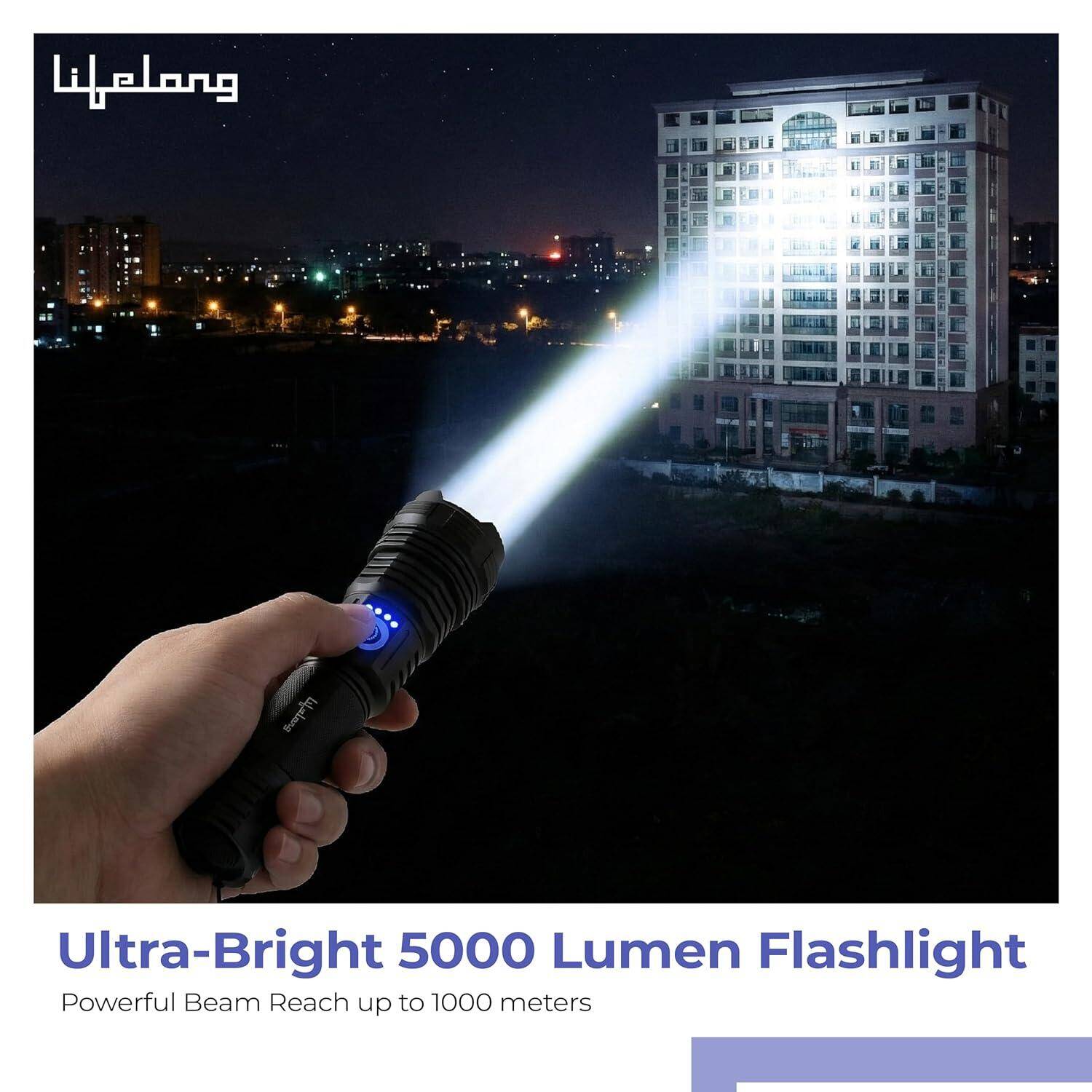 Portable Compact Handheld Flashlight: Lightweight, easy-to-carry LED flashlight that fits in a pocket, backpack, car, toolbox or handbag, perfect for men, women and elderly.
Multi-Mode LED Torch for Home & Travel: Versatile torch light with multiple lighting modes for reading, night walks, indoor use, travel, office, shop and warehouse applications. -  5