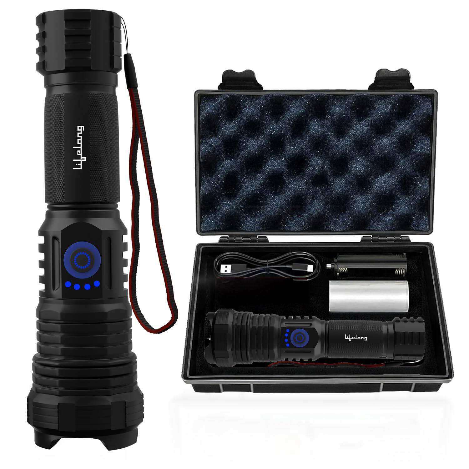 Portable Compact Handheld Flashlight: Lightweight, easy-to-carry LED flashlight that fits in a pocket, backpack, car, toolbox or handbag, perfect for men, women and elderly.
Multi-Mode LED Torch for Home & Travel: Versatile torch light with multiple lighting modes for reading, night walks, indoor use, travel, office, shop and warehouse applications. -  1