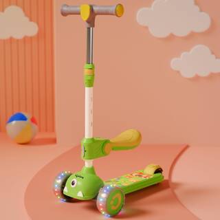 Lifelong Kids Scooter for Boys &amp; Girls | Foldable Seat | LED PU Wheels | 4-Level Adjustable Height | BIS Certified | 50Kg Capacity | PPCP Body, Nylon Base, Aluminum Handle (Green &amp; Yellow)