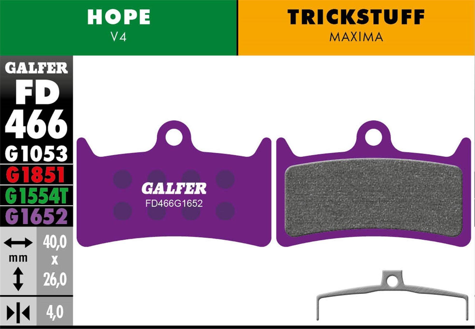 Galfer FD466 G1652 E-Bikes Semi-Metallic Brake Pads for Hope V4 / Trickstuff Max 2/3