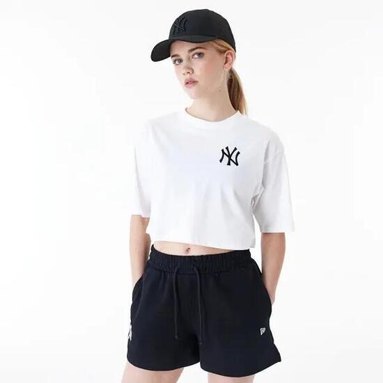 New Era Mlb T-Shirt Le Crop Tee Neyyan Whiblk Femme