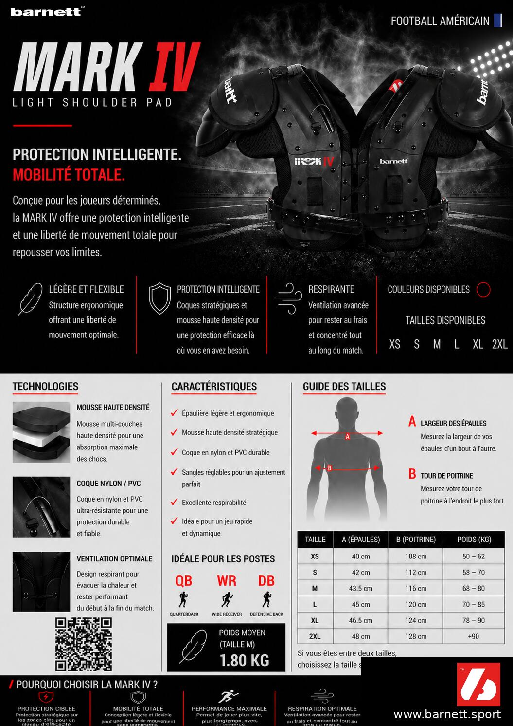 Hombreras MARK IV Pro para fútbol americano, negras 6/6