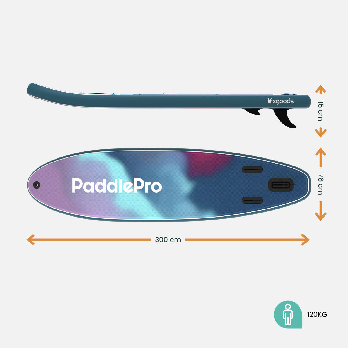 SUP Board Allround Compact - met zitje - 300cm - max 100kg - beginners - Paars 2/7