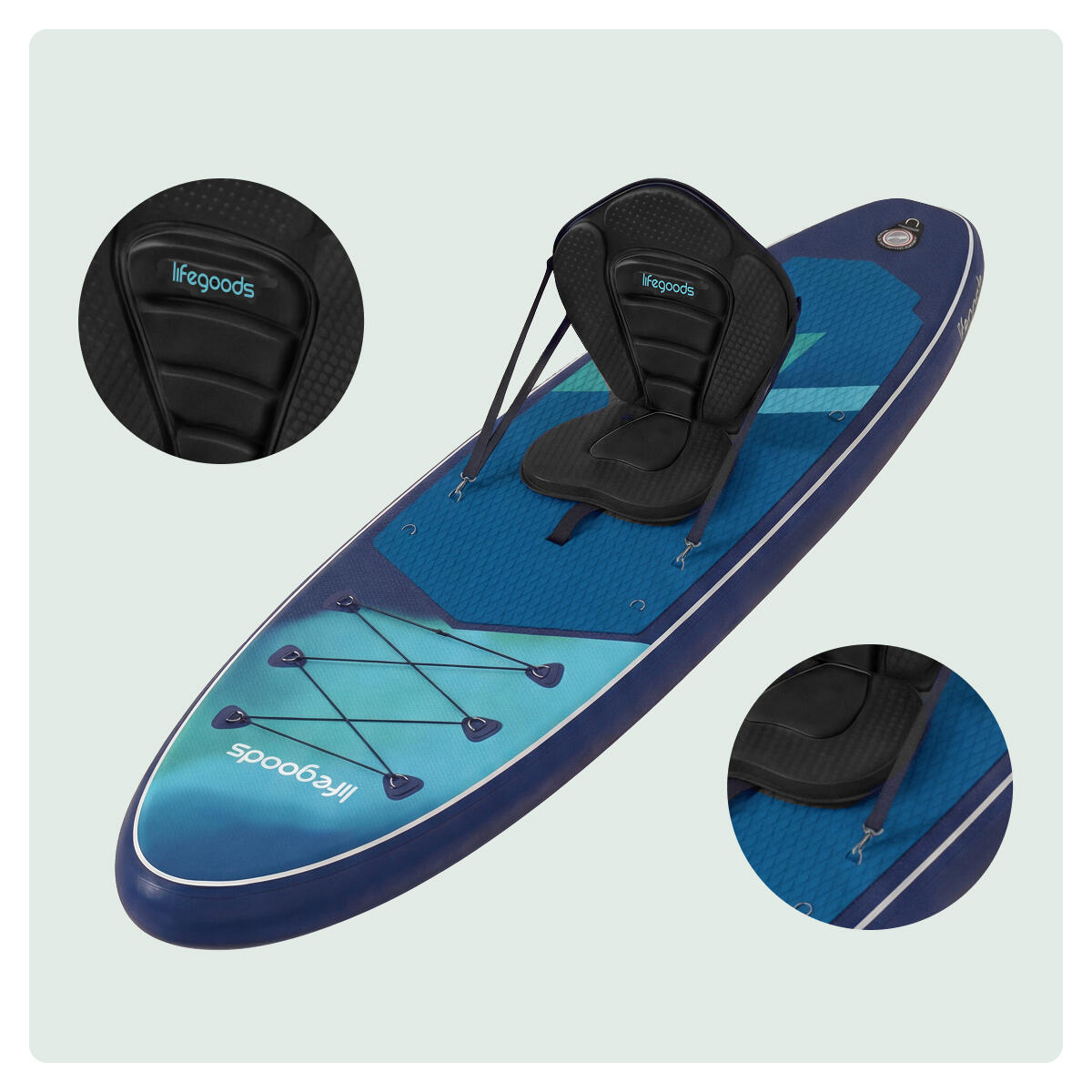 SUP Board Allround Compact - met zitje - 300cm - max 100kg - beginners - Blauw 4/7