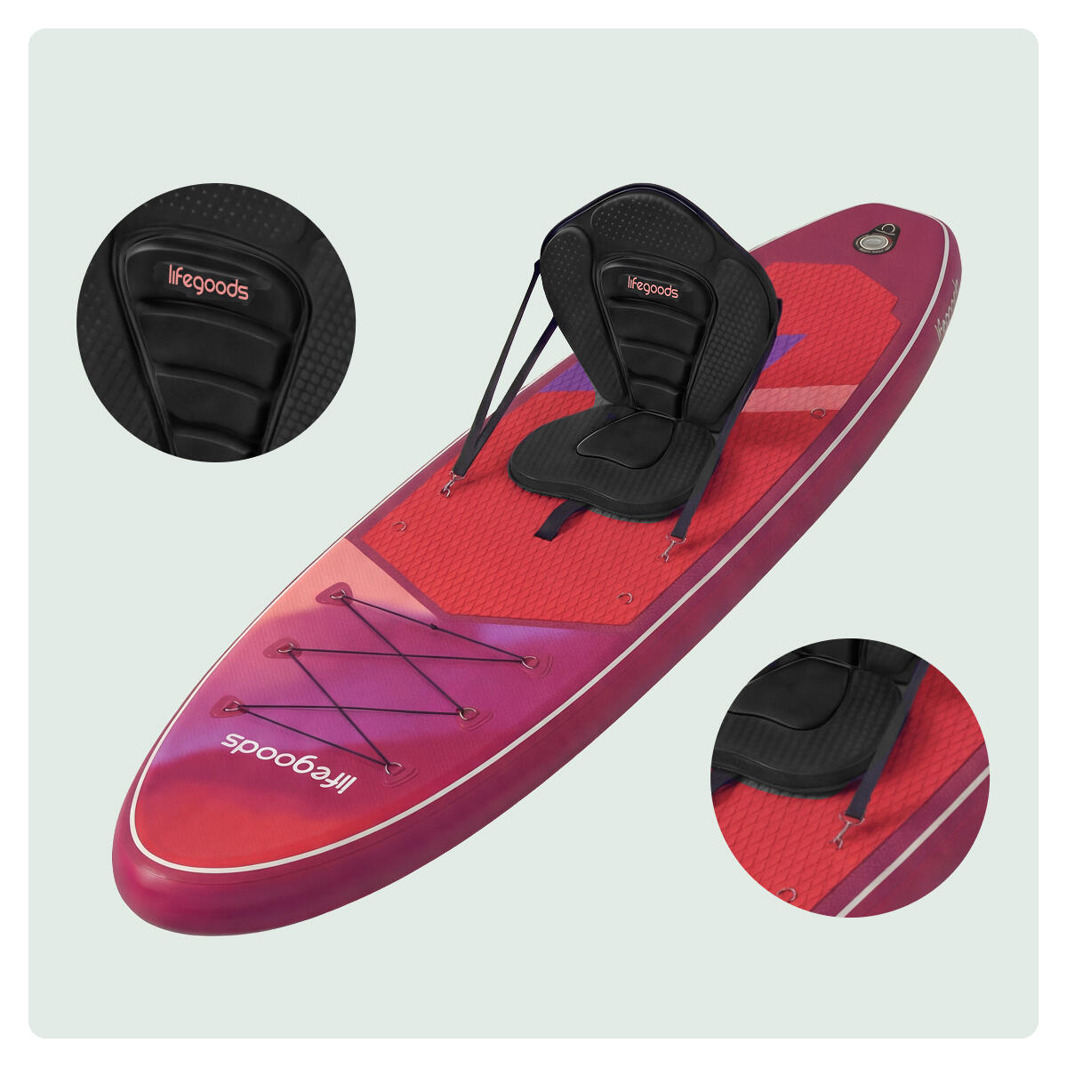 SUP Board Allround Compact - met zitje - 300cm - max 100kg - beginners - Rood 4/7
