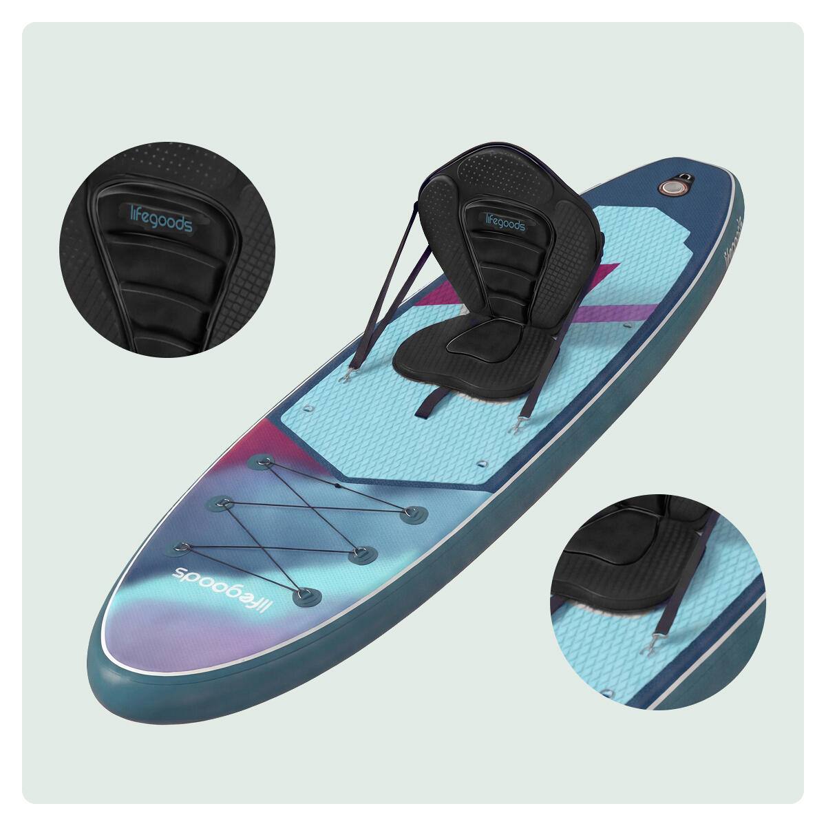 SUP Board Allround Compact - met zitje - 300cm - max 100kg - beginners - Paars 4/7