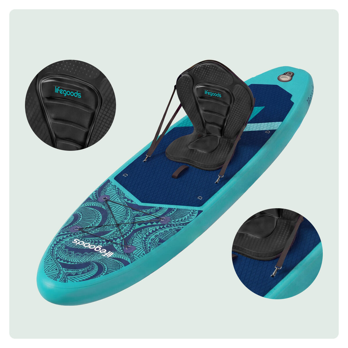 SUP Board Allround Compact - met zitje - 300cm - max 100kg - beginners - Blauw 3/7