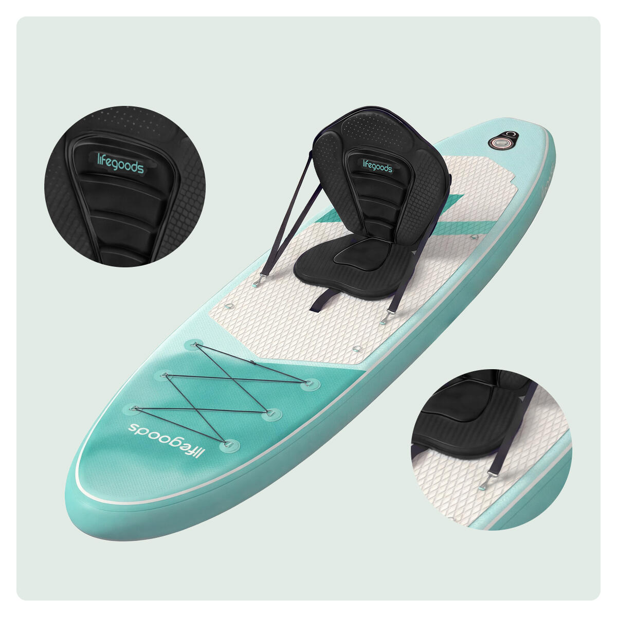 SUP Board Allround Compact - met zitje - 300cm - max 100kg - beginners - Groen 4/7