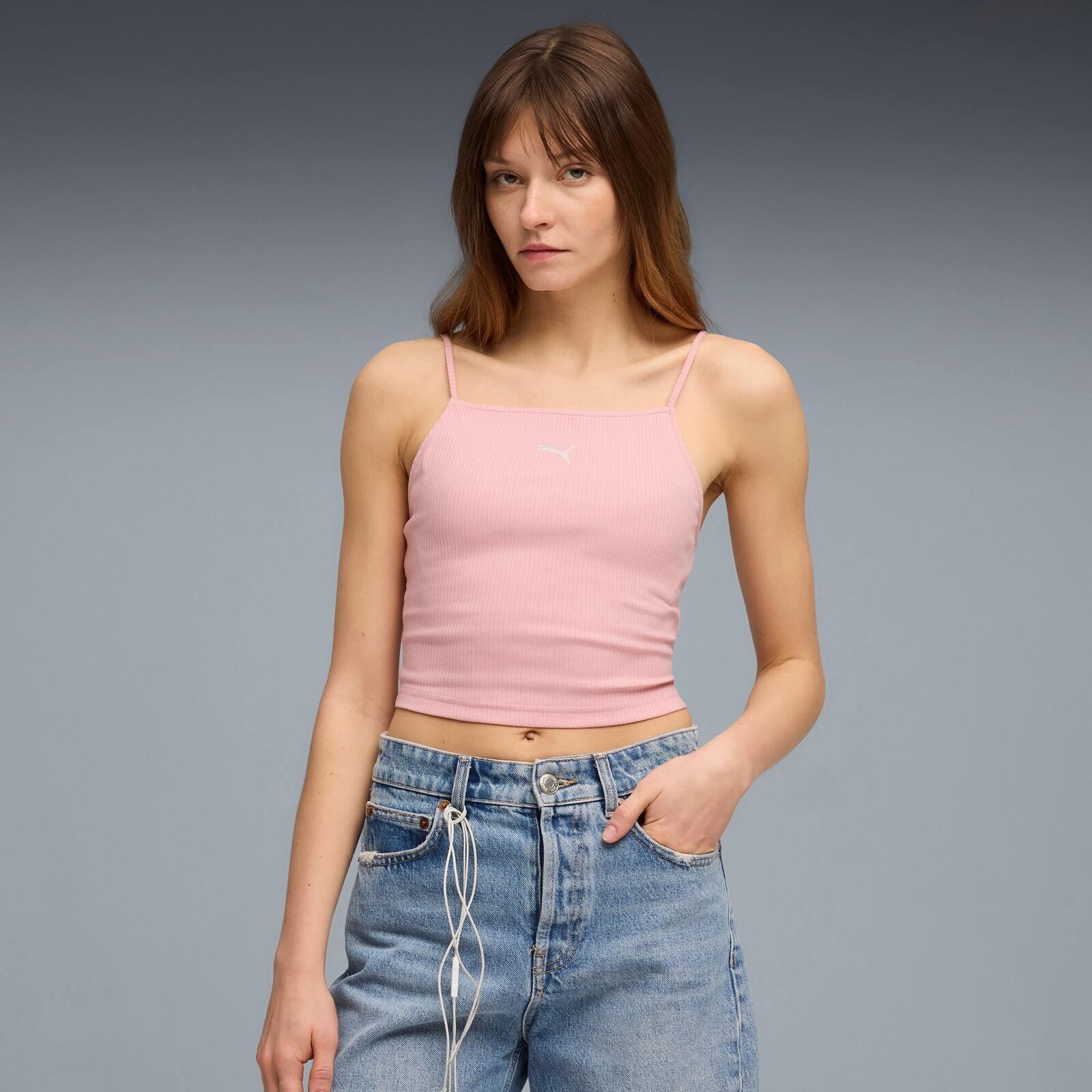 Maillot de corps Puma Wardrobe Ess Ribbed Tank Top, Rose, Femmes 4/5