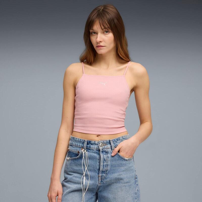 Maiou femei Puma Wardrobe Ess Ribbed Tank Top, Roz