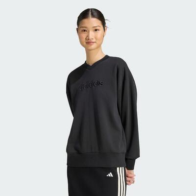 Seasonal essentials satin v-neck sweatshirt