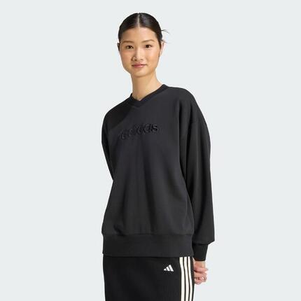 Seasonal Essentials Satin-Sweatshirt, V-Ausschnitt