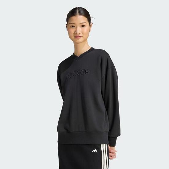 Seasonal Essentials Satin-Sweatshirt, V-Ausschnitt