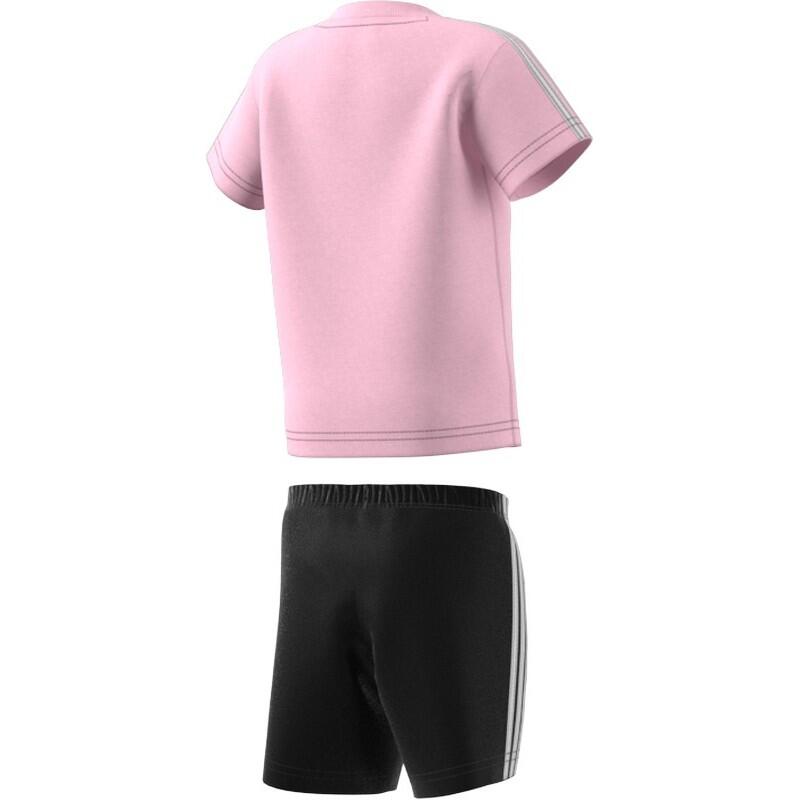 Conjunto Adidas I 3S Sport Set HF1906 rosa e preto para menina 3/5