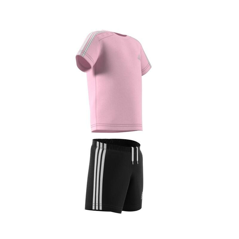 Conjunto Adidas I 3S Sport Set HF1906 rosa e preto para menina 5/5