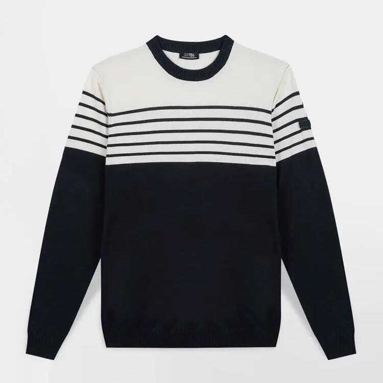 Men's TBS Tobieron Navy and White Jumper