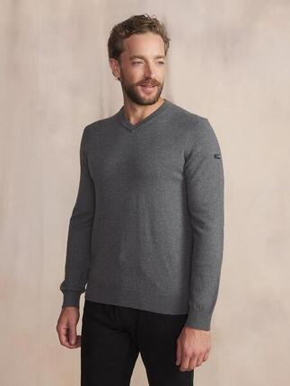 Pull encolure v Homme - MALIKVER Bleu Marine