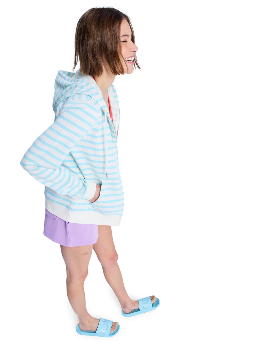 Gestreifter Zip-Hoodie PERFECT STRIPE Blau Frauen 3/4