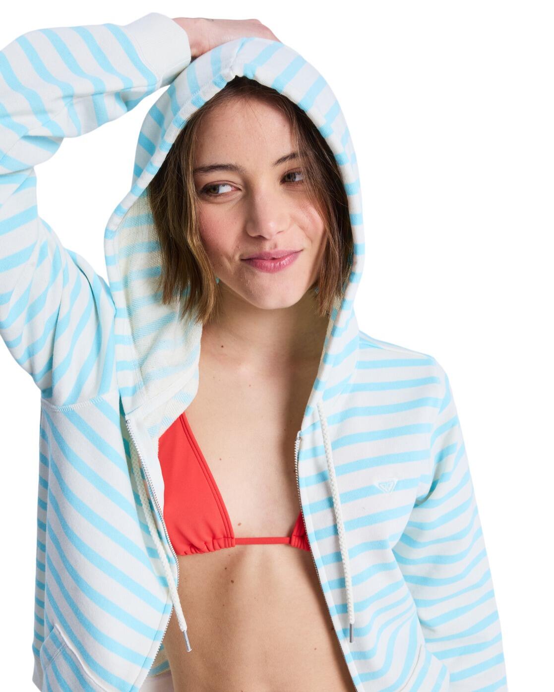 Gestreifter Zip-Hoodie PERFECT STRIPE Blau Frauen 4/4