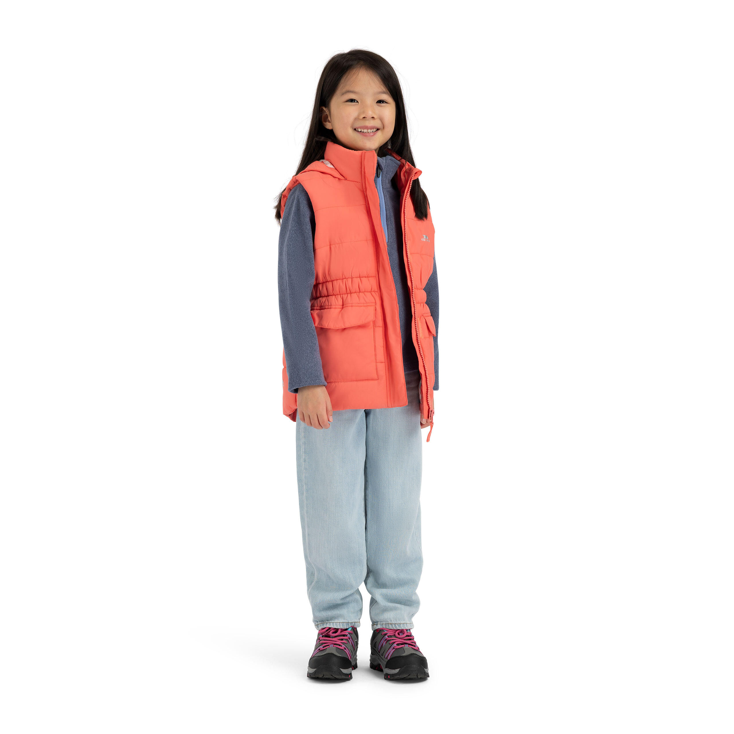Girls Quilted Fold Away Hood Casual Gilet - Casster 4/5