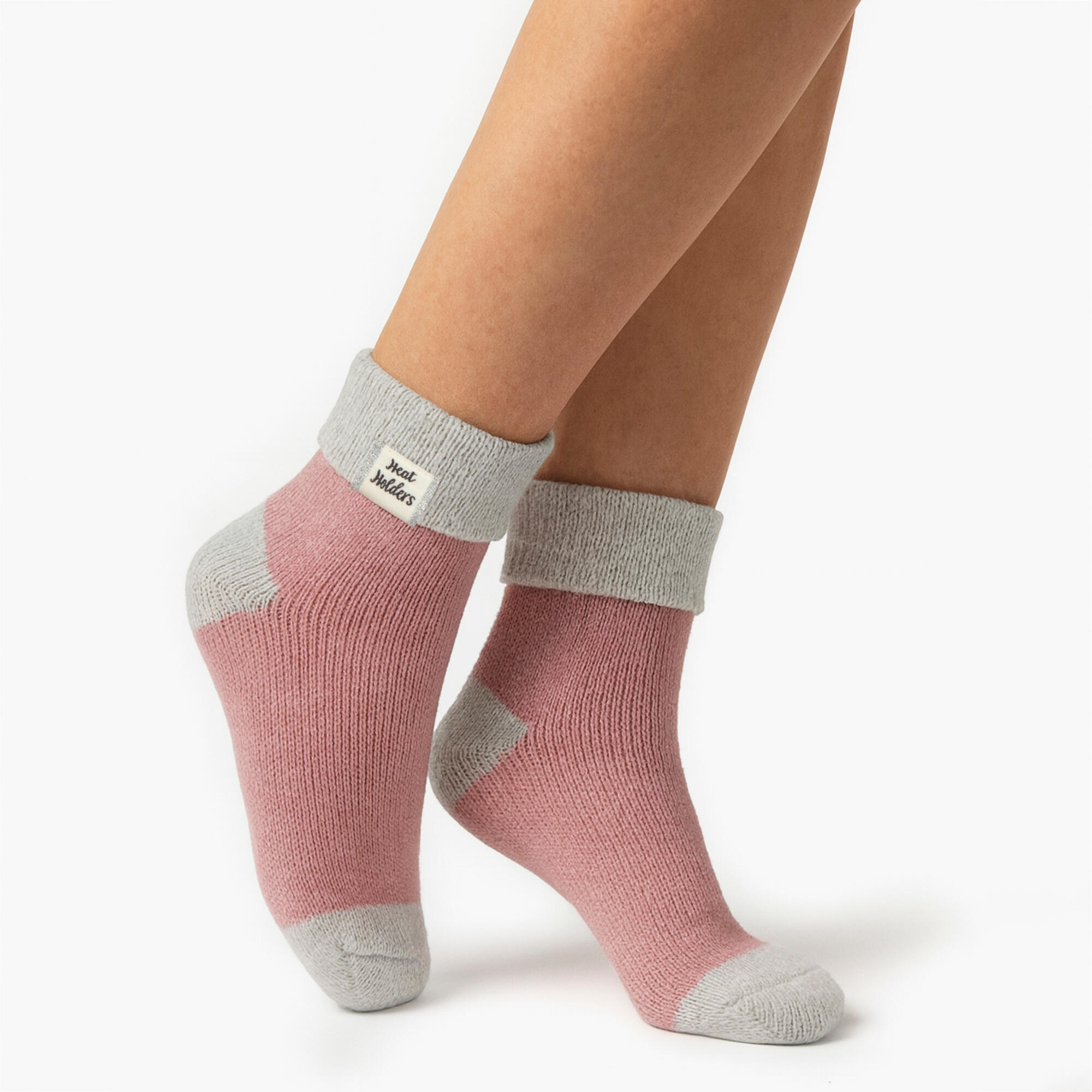 Ladies Thermal Sleep Bed Socks with Rib Turn Over Cuff 3/4