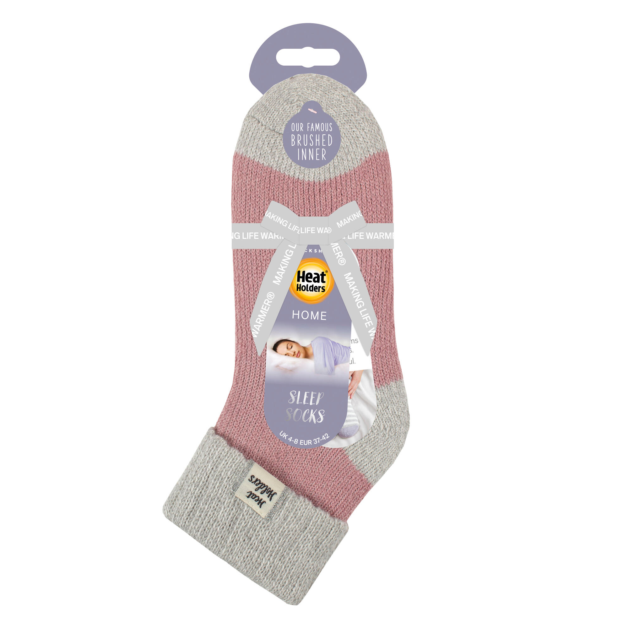 Ladies Thermal Sleep Bed Socks with Rib Turn Over Cuff 2/4