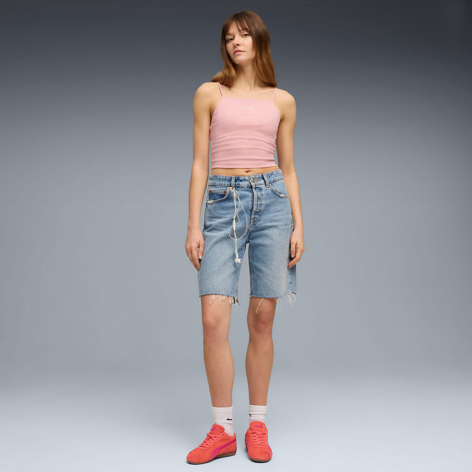 Maillot de corps Puma Wardrobe Ess Ribbed Tank Top, Rose, Femmes 3/5